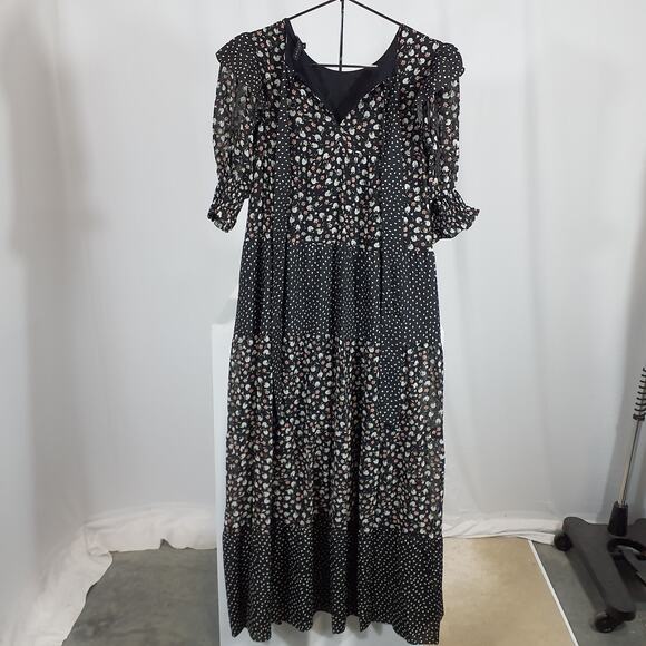 English Factory Floral & Dot Print Maxi Dress Size XS - Picture 3 of 5